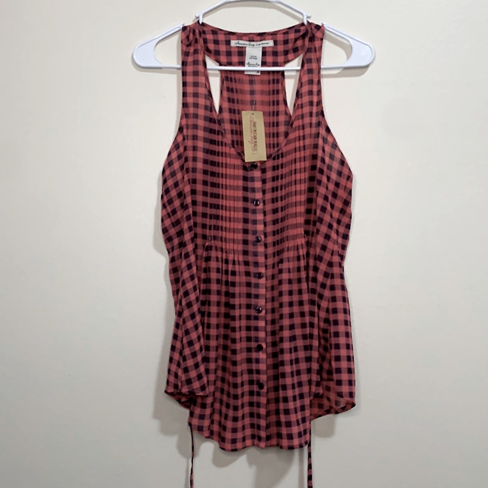 American Rag Cie Checkered Sleeve-less Top